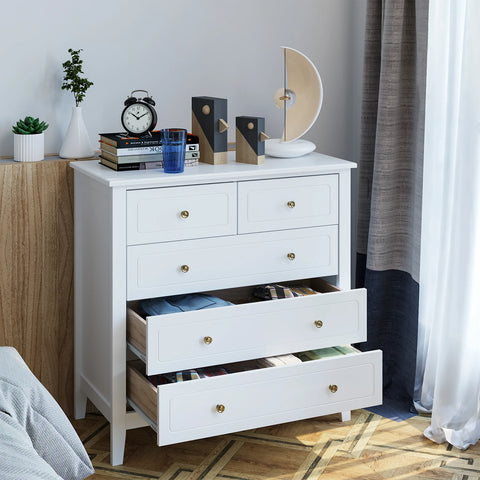 6-Drawer White Chest for Bedroom, Dresser Storage Cabinet, Sideboard, 80x40x80cm
