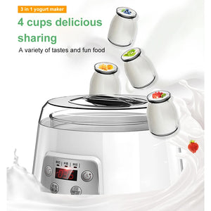 1.3L Automatic 3-in-1 Yogurt, Rice Wine, Natto Maker with Glass Liner and Constant Temperature Control