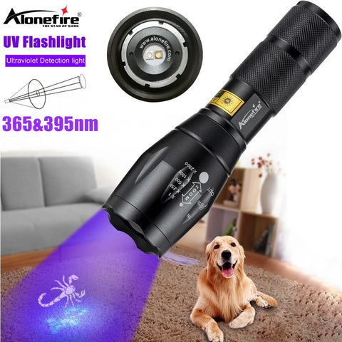 2in1 LED UV Flashlight 365&395nm Zoom Curing Scorpion Detection Pet Urine Finder Travel Portable Torch