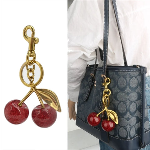 Cherry Keychain Pendant Summer Fruit Keyring Jewelry Bag Charm Accessories for Men