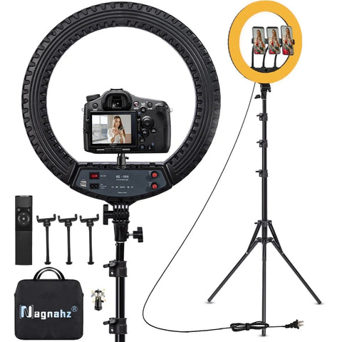 18" LED Ring Light Kit with Tripod Stand 55W, 3000-5800K, CRI 90, for Vlog, Video, Makeup, Selfie