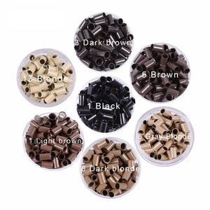 1000x Micro Rings Beads 3.4x3.0x6mm Copper Tubes for I-Tip Hair Extensions, 7 Colors Available