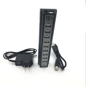 10-Port USB 2.0 Hub Splitter for Keyboard, Mouse, U-Disk, Phone Charging Cable Adapter