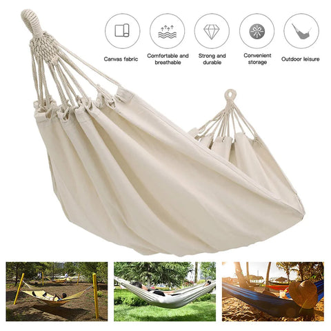 Double Hammock Swing Bed for Camping, Hiking, and Patio Use - Outdoor Travel Fabric