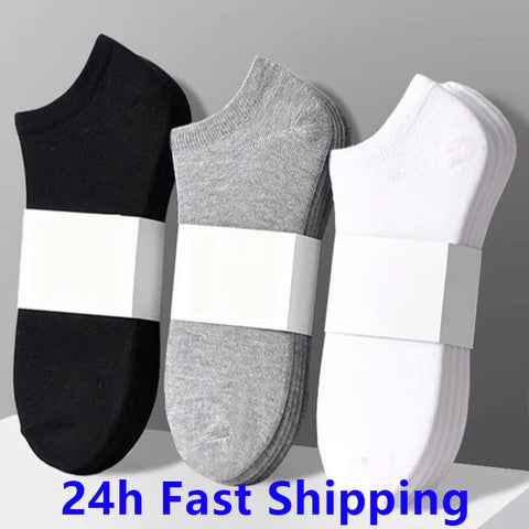 10 Pairs Unisex Low Cut Ankle Socks Cotton Breathable Sports Black White Grey