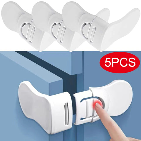 Baby Safety Locks for Cabinets & Drawers, Anti-Pinching, White, Refrigerator Lock Buckle Protection