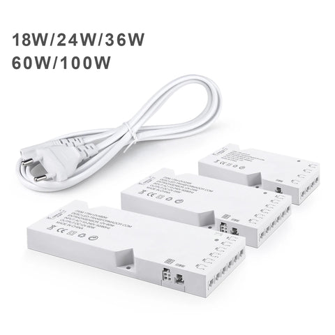 12V LED Strip Power Supply Adapter 2A/3A/5A/8A Transformer for DIY Home Cabinet Closet Shelf Lighting
