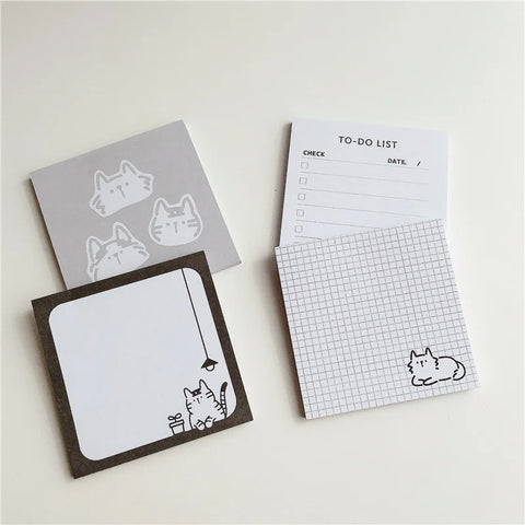 50 Sheets Cute Cat Memo Pad Cartoon Kawaii To Do List Notes Simple Style School Stationery