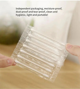 100-Pack Double-Ended Cotton Swabs - Individually Wrapped, Disposable, Travel-Friendly Cosmetic Sticks