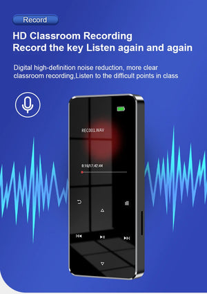2" Metal Touch MP3 MP4 Music Player, Bluetooth 5.0, FM Radio, Alarm, E-book, Card Support