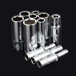 1/4 Inch Drive 6 Point Socket Set, 50mm Long, Sizes 4mm-14mm
