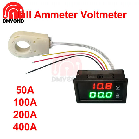 Bidirectional Hall Ammeter Voltmeter 50A 100A 200A Battery Monitor Current Voltage Meter