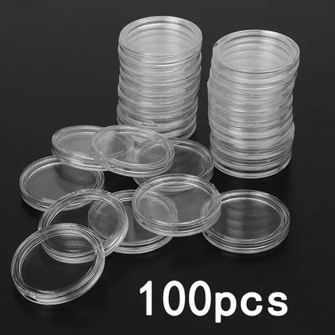 Coin Capsules Set - 100 Clear Coin Holders 21-33mm Storage Display