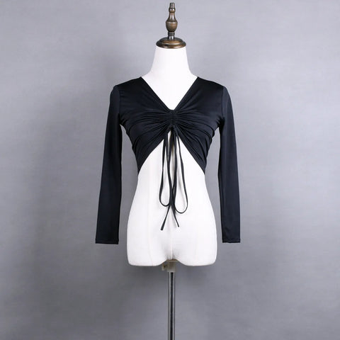 2024 Women's Latin Dance High Waist Crop Top, Adjustable Length, Modern Ballroom Costume