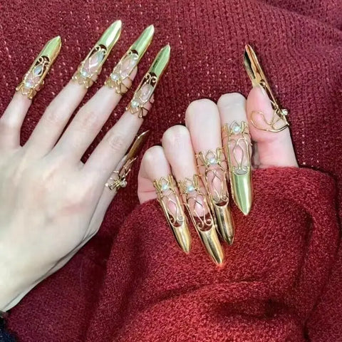 Ancient Chinese Nail Armor Covers for Women - Cosplay Fingernail Protectors Hanfu Accessories
