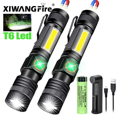 2000lm Ultra Bright USB Rechargeable LED Flashlight for Camping, Working, Emergency, Tactical Use