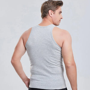 Men's Seamless Sleeveless 100% Cotton Undershirt, Large Size O-Neck, Soft Breathable Summer Singlet T-Shirt
