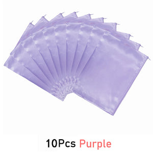 10 Satin Wig Bags for Hair Extensions, 35x25cm Silk Storage with Zipper