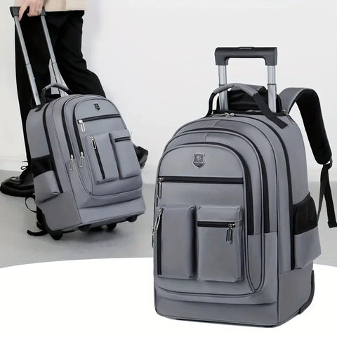 20" Rolling Travel Backpack with Wheels, Large Capacity Multi-Compartment Laptop Bag, Lightweight Trolley Handbag