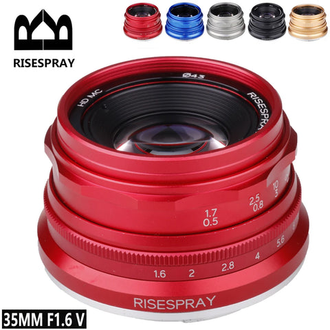 35mm F1.6 Prime Lens for Sony E A6600, Fuji XF, Canon EOS-M M50, Micro 4/3, Red