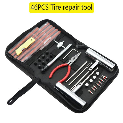 Comprehensive Tire Repair Kit - 46/62 Pcs Auto & Bike Puncture Plug Tools Set