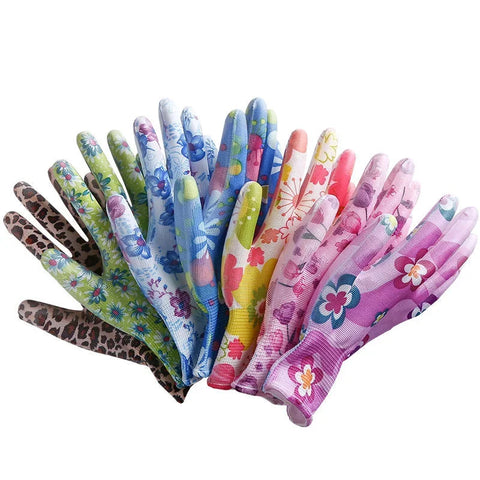 6 Pairs Non-Slip Floral Garden Gloves Women’s Yard Cleaning Work Gloves for Household Protection