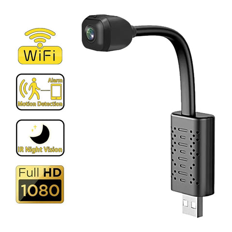 4MP WiFi Mini USB Camera 120° Wide Angle IP Cam Night Vision Motion Detection Surveillance