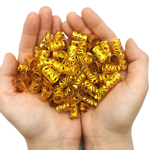 Adjustable Metal Cuffs Dreadlocks Beads Hair Braid Rings Clips - 100pcs Gold/Silver Colorful Hair Accessories