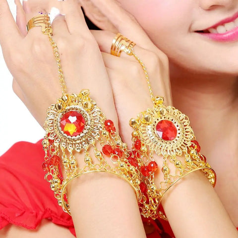 Bohemian Belly Dance Bracelet Ring Jewelry for Stage Performance Accessories
