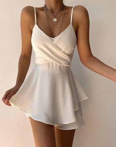 2024 Slim Suspender Strap Sexy Summer Jumpsuits Y2k Ruffle Rompers Casual Threaded Slip Playsuits Elegant Skirt Pants for Women