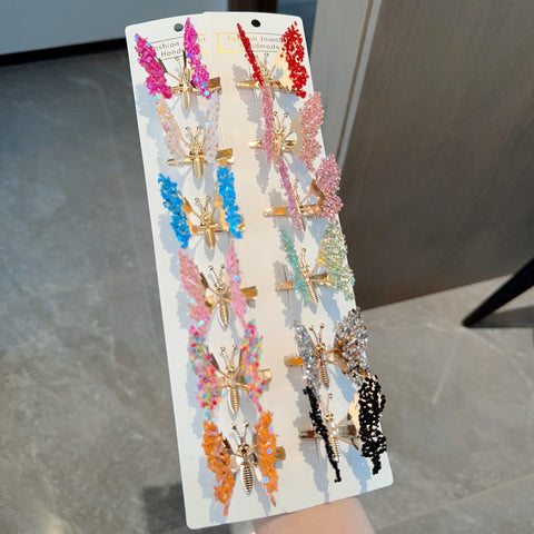 Butterfly Tassel Hair Clip Set - 6 Vintage Elegant Hair Accessories for Women