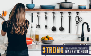 10-Pack 25lb Heavy-Duty Magnetic Hooks for Kitchen, Office, Fridge, Boat Storage & Organization