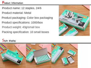 1000 Pcs Standard No. 12 Staples 24/6 for Office Binding and Stapler Use
