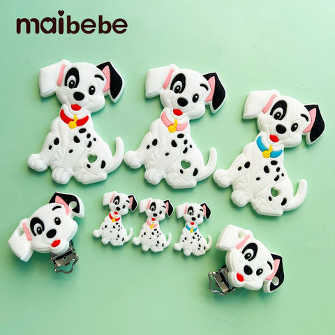 Cartoon Dog Silicone Teether Beads for Baby Necklace & Pacifier Clips DIY 1/3/10pcs