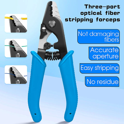 3-Port Fiber Optic Stripping Tool – Optical Wire Stripper Plier FTTH