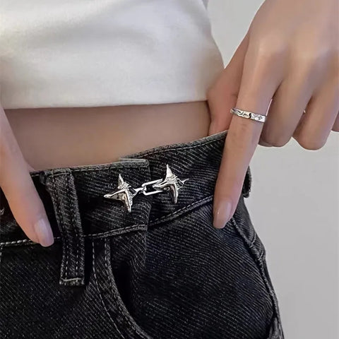 Adjustable Four Point Star Waist Tightening Buckle for Jeans – Fashionable Fixed Waist Tool