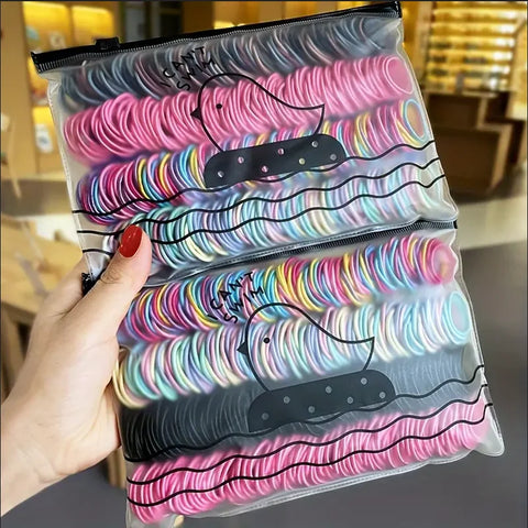 100pcs Elastic Hair Bands 2.5cm Colorful Ponytail Holders Kids Hair Ties