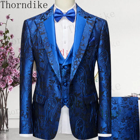 3-Piece Royal Blue Men's Suit: Jacket, Vest & Pants - Custom Fit for Business, Casual, Formal, and Wedding