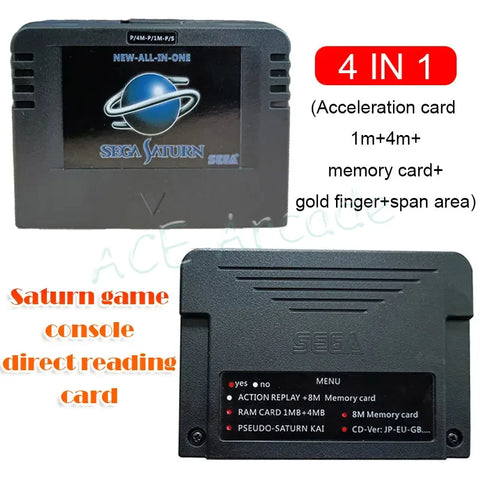 All-in-One Saturn SD Card: 4M Accelerator, 8MB Memory, Direct Read, Game Cheats Compatibility