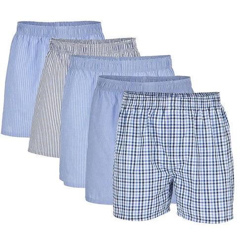 5-Pack Plus Size Men's Cotton Boxer Shorts Plaid Breathable Underwear Boxers