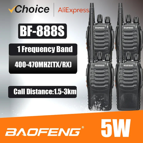 4-Pack Long Range UHF Walkie Talkies 400-470MHz Two-Way Radios for Hunting & Hotels