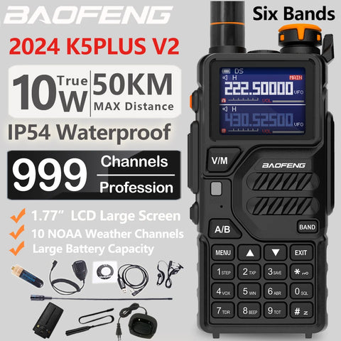 2025 High Capacity 12W Walkie Talkie - AM/FM Two-Way Radio LCD 999CH NOAA Frequency Noise Reduction