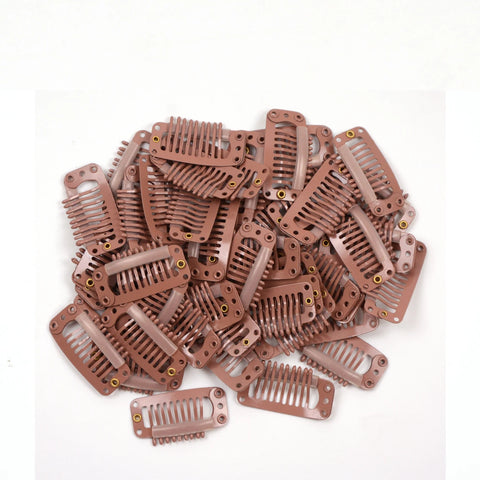 32mm Hair Extension Snap Clips 24-Pack - Metal Wig Comb Clips for Women