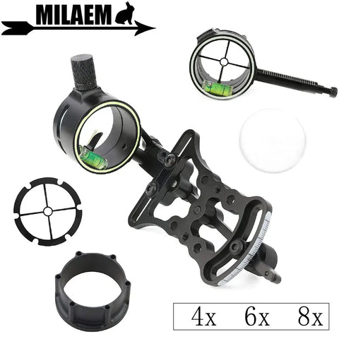 Compound Bow Sight 1 Pin 0.019" Fiber Micro Adjustable for Archery Hunting
