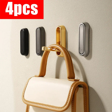 Foldable Stainless Steel Wall Hooks 4-Pack - Bathroom & Kitchen Towel, Coat Hangers