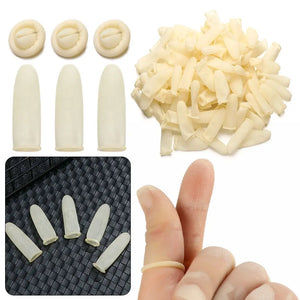 100pcs Natural Rubber Finger Cots Non-Slip Latex Finger Covers for Nail Art, Reusable Protective Fingertips Gloves