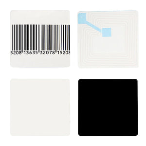 1000 Anti-Theft Security Labels 1.5"x1.5" 8.2MHz Fake Barcode, White Checkpoint Compatible