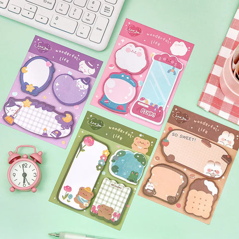 Cute Kawaii Animal Cartoon Sticky Notes Notepad for Office & School Supplies