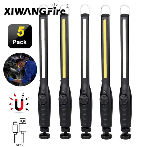 5-Pack COB LED Magnetic Work Light, USB Rechargeable Flashlight Torch, Portable Lantern for Camping & Car Repair