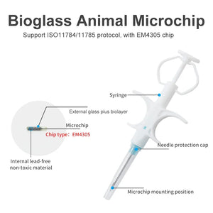100 Pcs Pet Microchip 134.2kHz FDX-B Animal ID Chip with Syringe, ISO Standard
